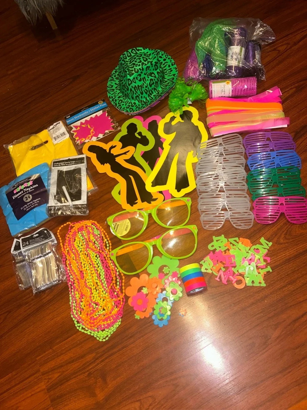 Retro 80s 90s Neon Glow In The Dark Party & Decor Supply Bundle